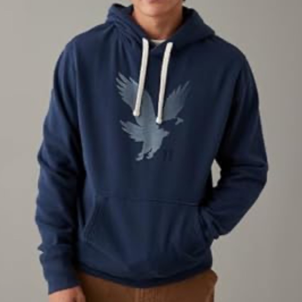 American Eagle Men's Hoodie Shirt Large Super Soft Standard Fit Kangaroo Pockets